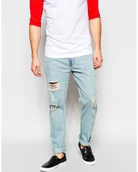 hellblaue Jeans mit Destroyed-Effekten von WÅVEN
