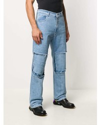 hellblaue Jeans mit Flicken von Raf Simons