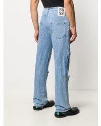 hellblaue Jeans mit Flicken von Raf Simons