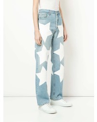 hellblaue Jeans mit Sternenmuster von Maison Mihara Yasuhiro