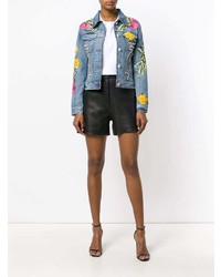 hellblaue Jeansjacke mit Blumenmuster von Philipp Plein