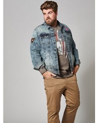 hellblaue Jeansjacke von MEN PLUS BY HAPPY SIZE