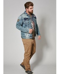 hellblaue Jeansjacke von MEN PLUS BY HAPPY SIZE