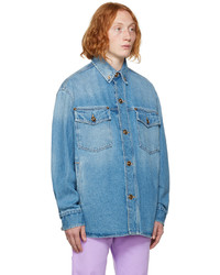 hellblaue Shirtjacke aus Jeans von Versace
