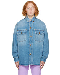 hellblaue Shirtjacke aus Jeans von Versace