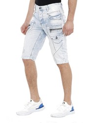 hellblaue Jeansshorts mit Acid-Waschung von Cipo & Baxx