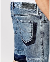 hellblaue Jeansshorts mit Acid-Waschung von Diesel