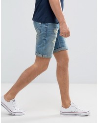 hellblaue Jeansshorts mit Destroyed-Effekten von Blend of America