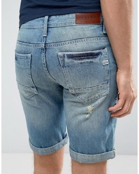 hellblaue Jeansshorts mit Destroyed-Effekten von Blend of America