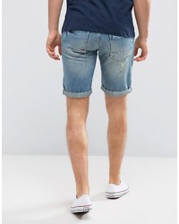 hellblaue Jeansshorts mit Destroyed-Effekten von Blend of America