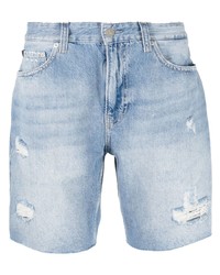 hellblaue Jeansshorts mit Destroyed-Effekten von Calvin Klein Jeans