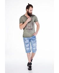 hellblaue Jeansshorts mit Destroyed-Effekten von Cipo & Baxx