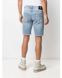 hellblaue Jeansshorts mit Destroyed-Effekten von VERSACE JEANS COUTURE