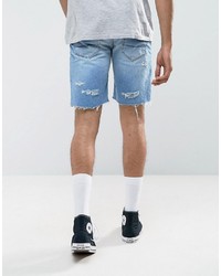 hellblaue Jeansshorts mit Destroyed-Effekten von Pull&Bear