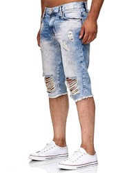 hellblaue Jeansshorts mit Destroyed-Effekten von Redbridge