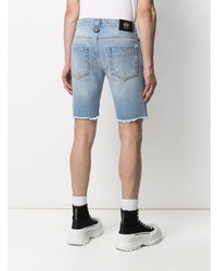 hellblaue Jeansshorts mit Destroyed-Effekten von VERSACE JEANS COUTURE