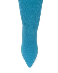 hellblaue kniehohe Stiefel aus Leder von Yeezy