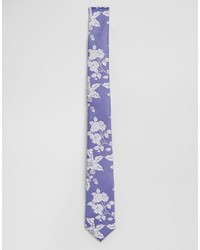 hellblaue Krawatte mit Blumenmuster von Asos