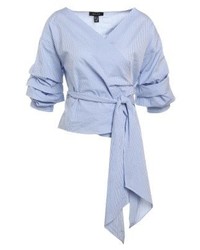 hellblaue Kurzarmbluse mit Karomuster von New Look