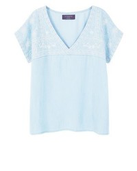 hellblaue Kurzarmbluse von Mango