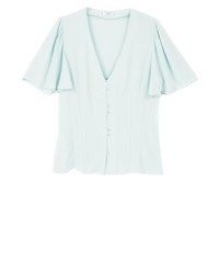 hellblaue Kurzarmbluse von Mango