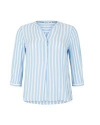 hellblaue Kurzarmbluse von TOM TAILOR PLUS