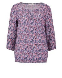 hellblaue Langarmbluse mit Blumenmuster von Comma