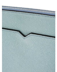 hellblaue Leder Clutch Handtasche von Valextra