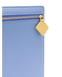 hellblaue Leder Clutch mit geometrischem Muster von Roksanda