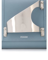 hellblaue Leder Clutch von Perrin Paris