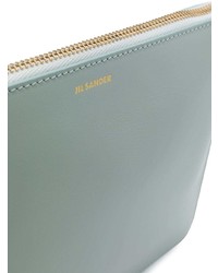 hellblaue Leder Clutch von Jil Sander