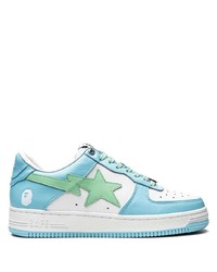 hellblaue Leder niedrige Sneakers von A Bathing Ape