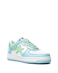 hellblaue Leder niedrige Sneakers von A Bathing Ape