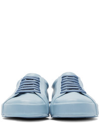 hellblaue Leder niedrige Sneakers von Jil Sander