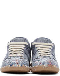 hellblaue Leder niedrige Sneakers von Maison Margiela