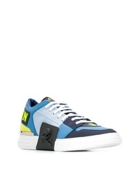 hellblaue Leder niedrige Sneakers von Philipp Plein