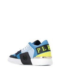 hellblaue Leder niedrige Sneakers von Philipp Plein