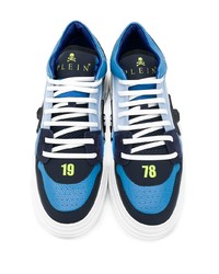 hellblaue Leder niedrige Sneakers von Philipp Plein