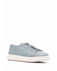 hellblaue Leder niedrige Sneakers von Santoni