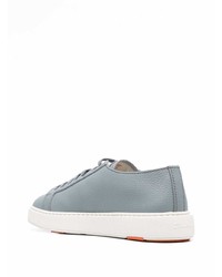 hellblaue Leder niedrige Sneakers von Santoni