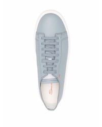 hellblaue Leder niedrige Sneakers von Santoni