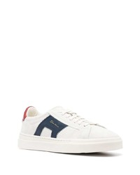 hellblaue Leder niedrige Sneakers von Santoni