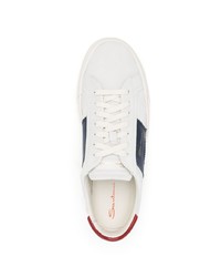 hellblaue Leder niedrige Sneakers von Santoni