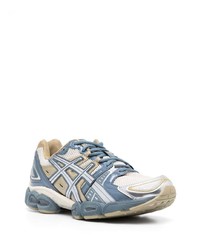 hellblaue Leder niedrige Sneakers von Asics