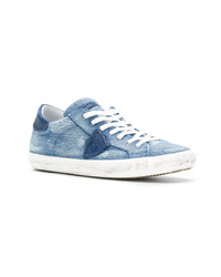 hellblaue Leder niedrige Sneakers von Philippe Model