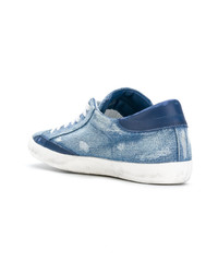 hellblaue Leder niedrige Sneakers von Philippe Model