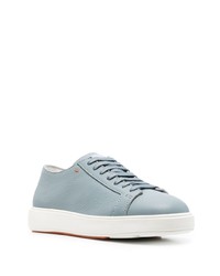 hellblaue Leder niedrige Sneakers von Santoni