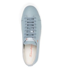 hellblaue Leder niedrige Sneakers von Santoni