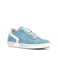 hellblaue Leder niedrige Sneakers von Leather Crown