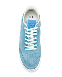 hellblaue Leder niedrige Sneakers von Leather Crown